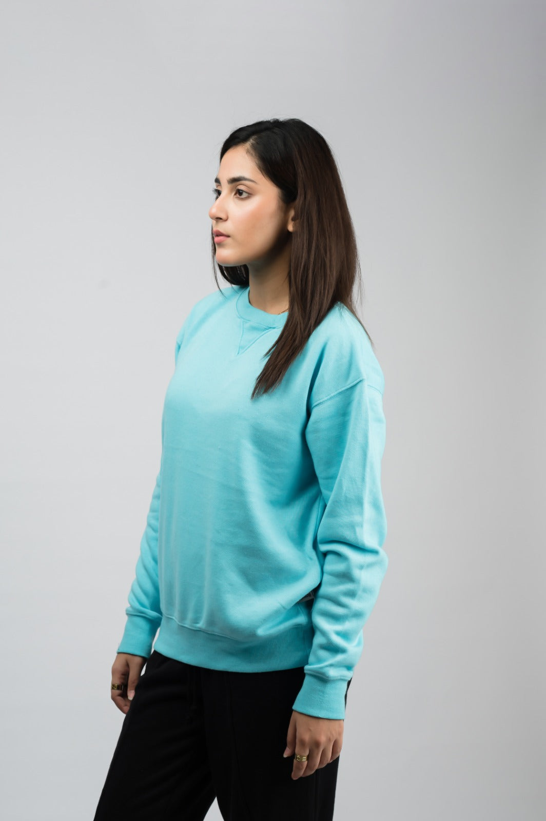 Turqoise solid sweatshirt