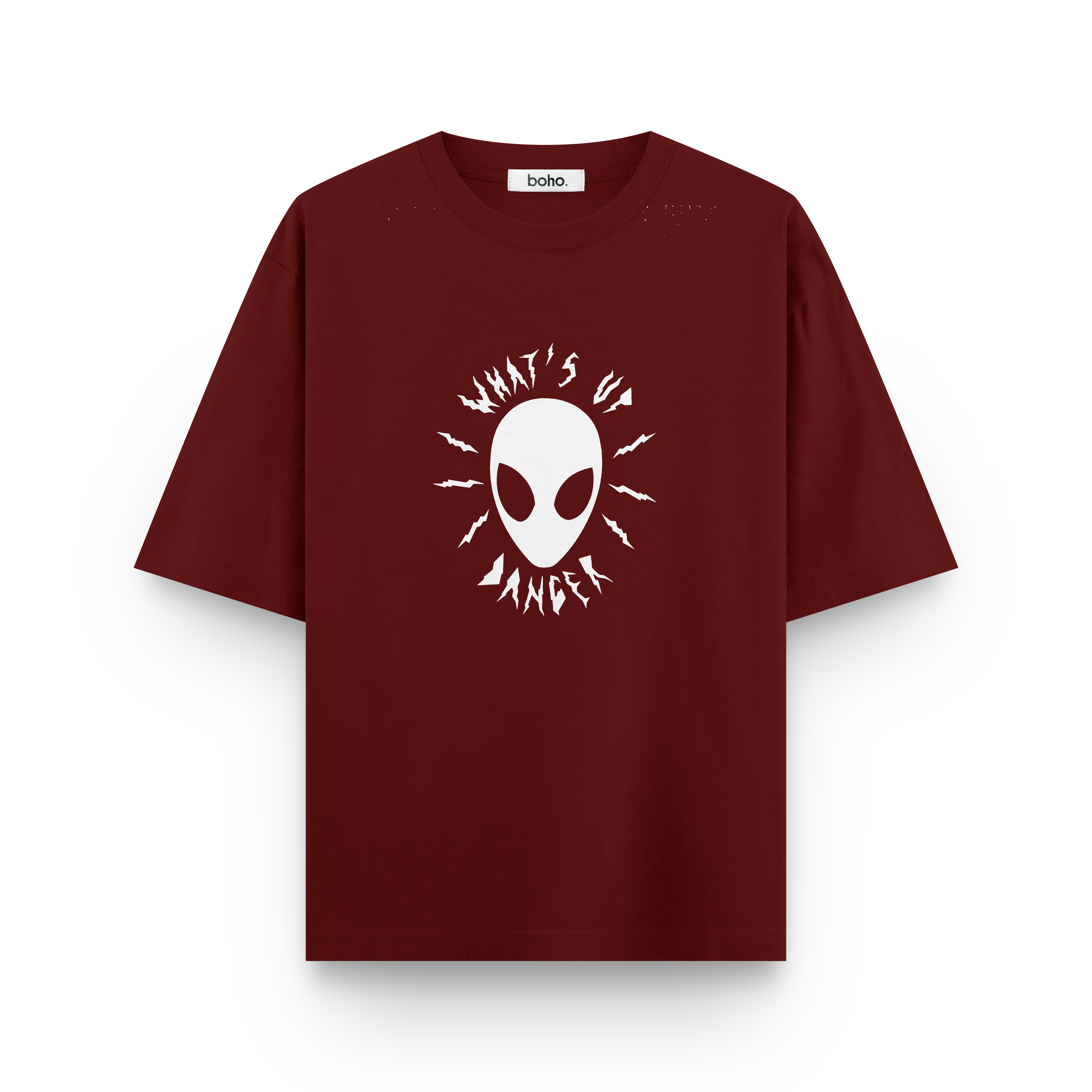 What’s Up Danger Graphic Oversized T-Shirt - Maroon