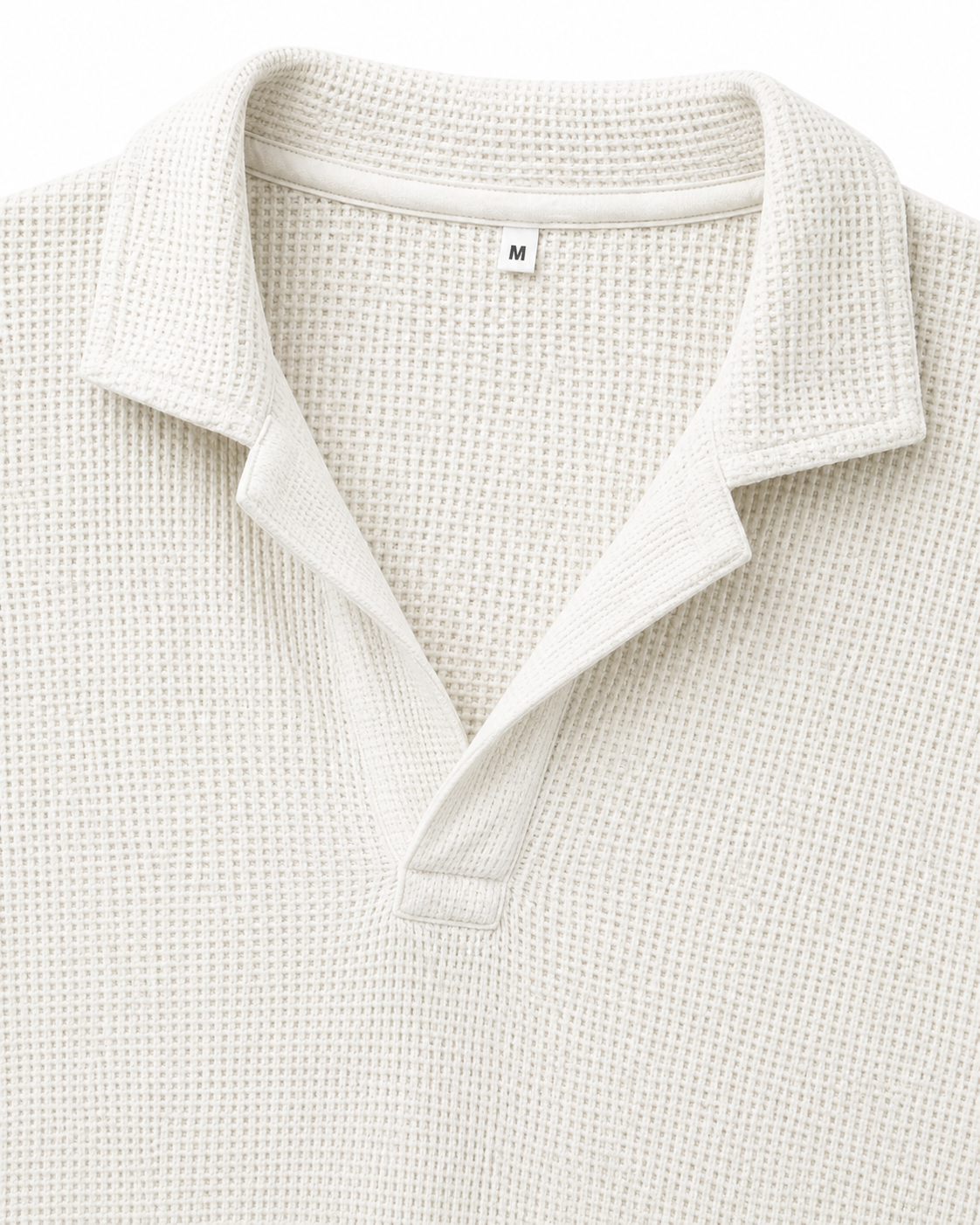 White Waffle Knit Polo