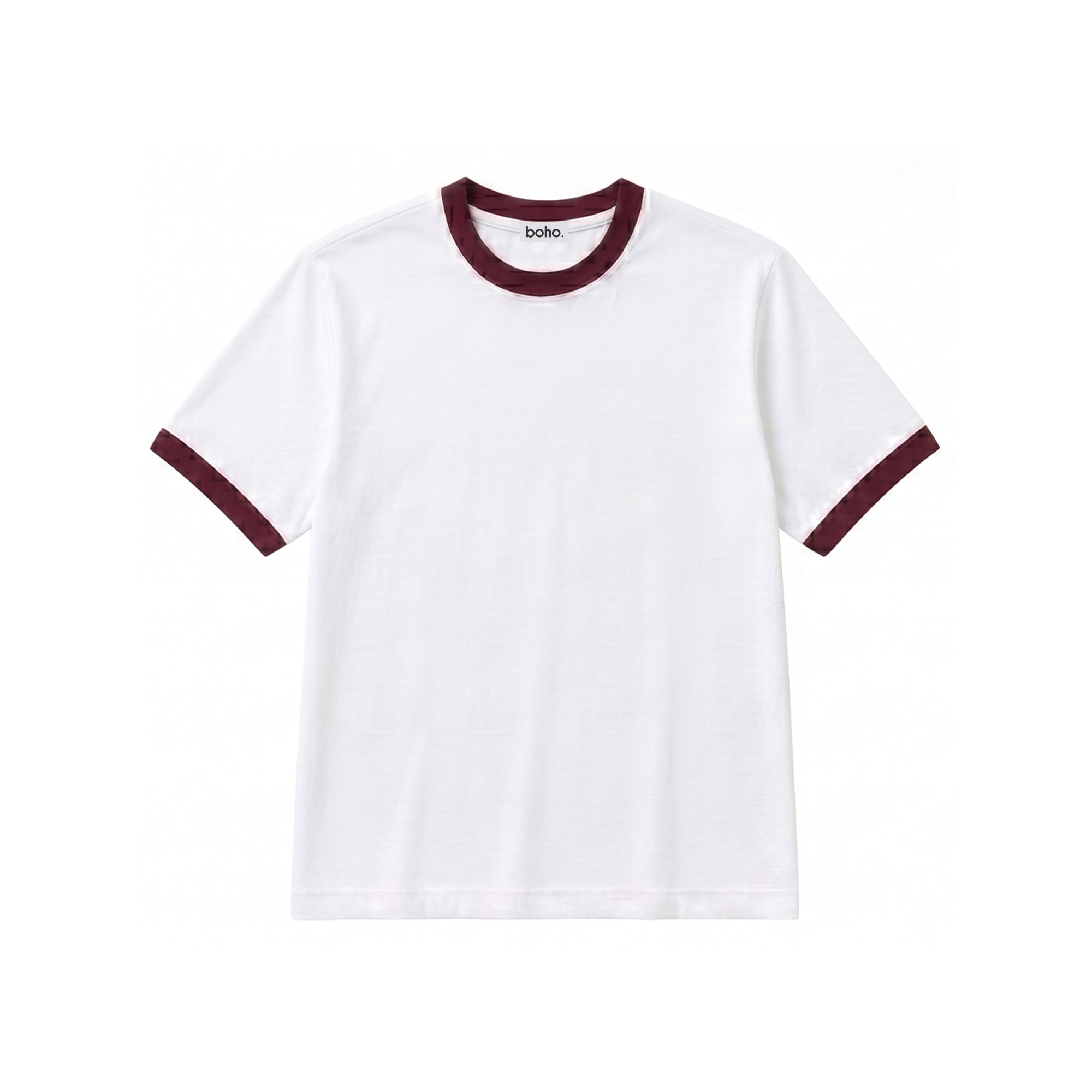Classic Ringer Tee – White & Maroon