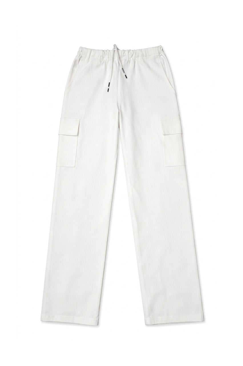 Essential White Cargo Straight-Leg Trousers