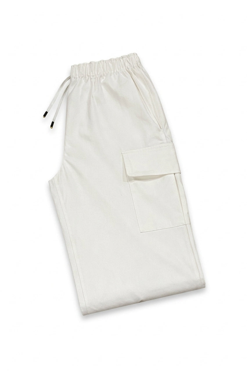 Essential White Cargo Straight-Leg Trousers