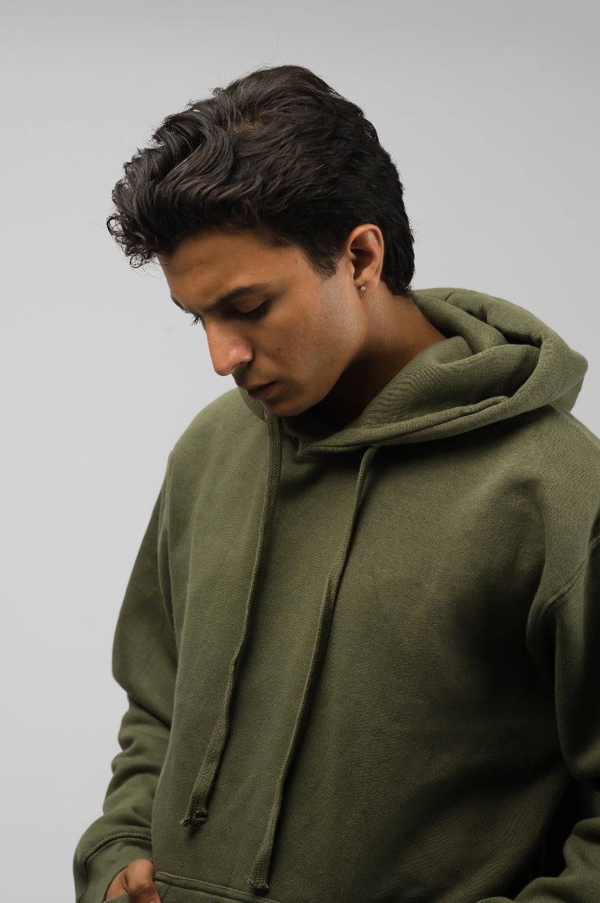 Olive Green Solid Hoodie (Unisex)