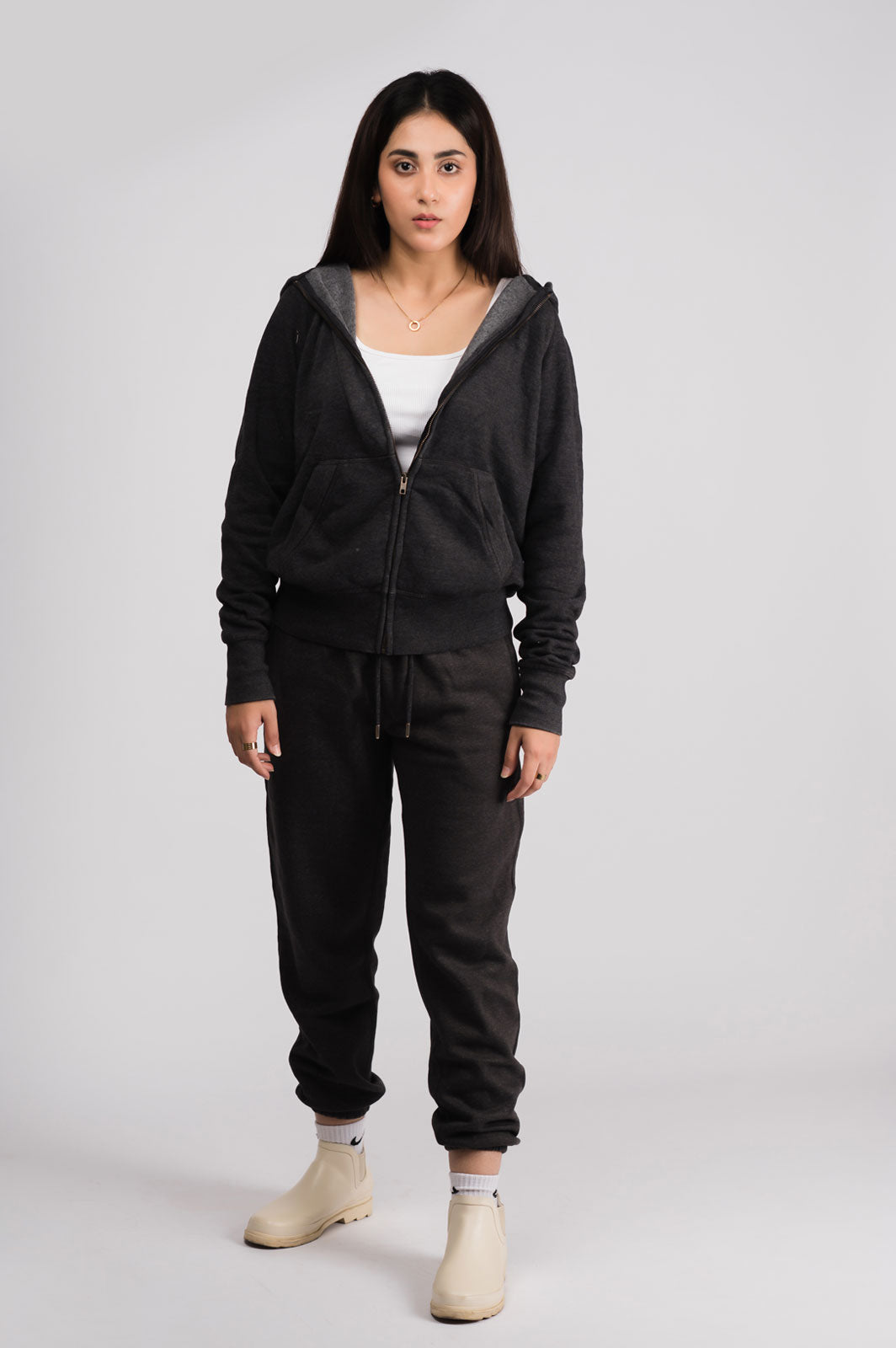 Charcoal Zipper burn wash (Unisex)