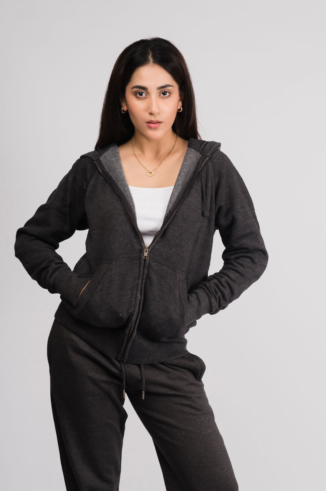 Charcoal Zipper burn wash (Unisex)